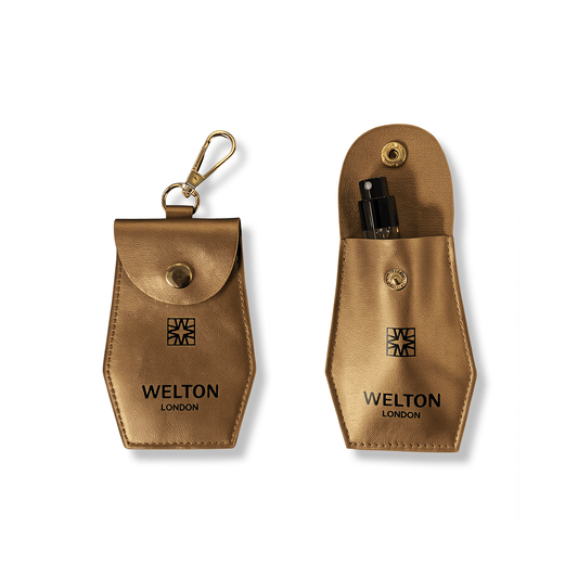 golden perfume pouch discovery set 10ml luxury niche perfume brand minimalist style contemporaray elegance
