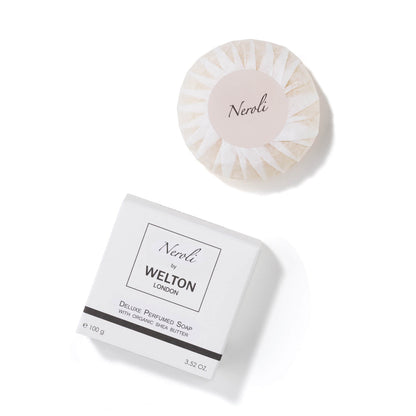 luxury perfumed solid soap with organic shea butter fragrance neroli citrus minimalist style fruity cirtus woody scent high quality product vegetable coco rapeseed oil natural ingredient palm oil free